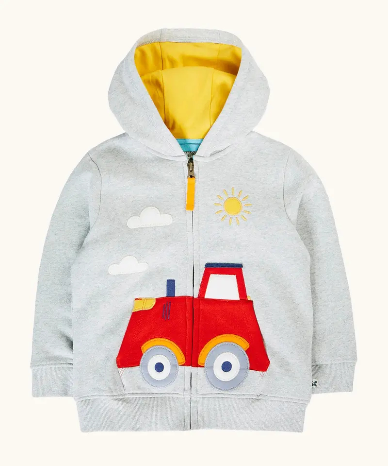 Frugi Carbis Hoodie - Grey Marl / Tractor 1