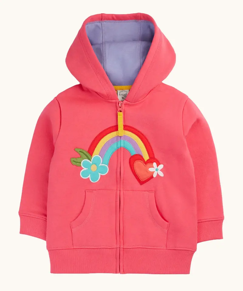 Frugi Carbis Hoodie - Rhubarb / Rainbow 1