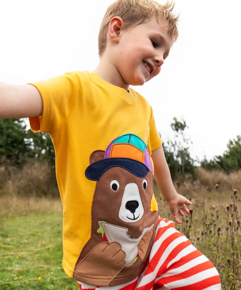 Frugi Carsen Circular T-Shirt - Bumblebee / Bear 2