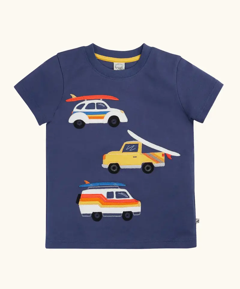 Frugi Carsen Circular T-Shirt - Navy Blue / Vehicles 1