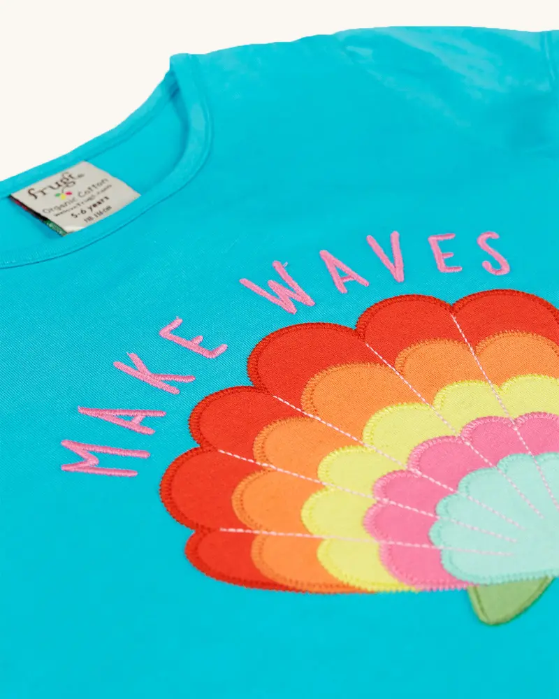 Frugi Cassia Applique T-Shirt - Tropical Sea / Shell 3