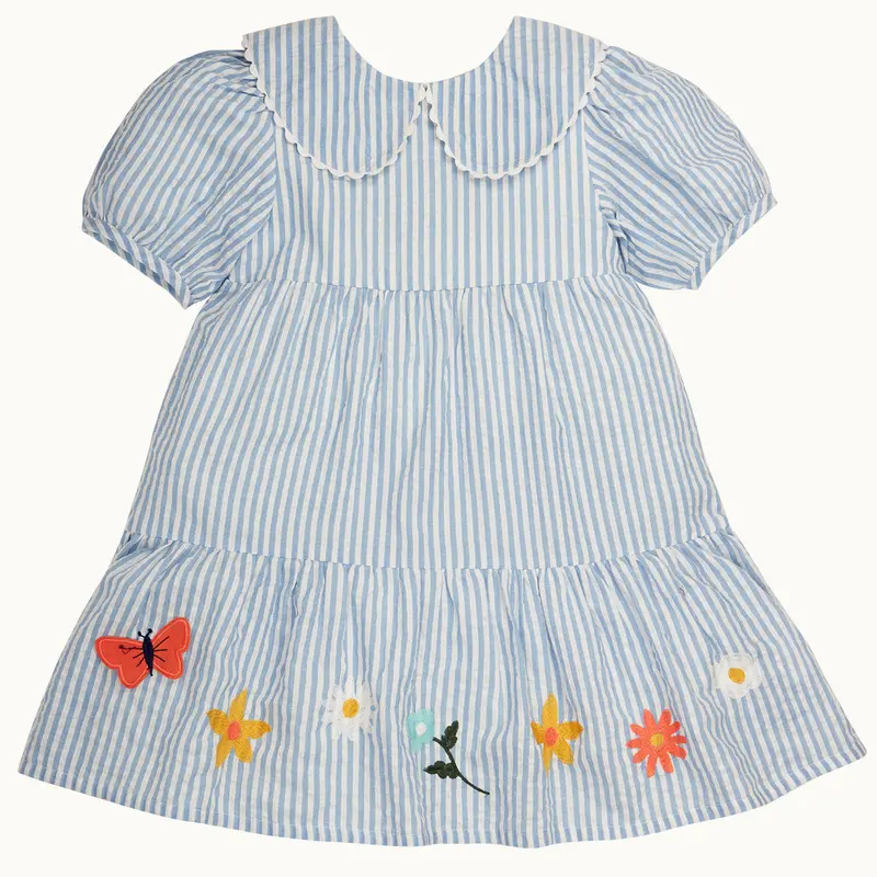 Frugi Cassie Collared Dress - Beach Hut Blue Stripe 1
