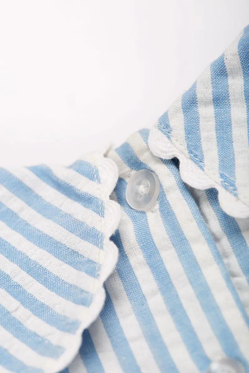 Frugi Cassie Collared Dress - Beach Hut Blue Stripe 4
