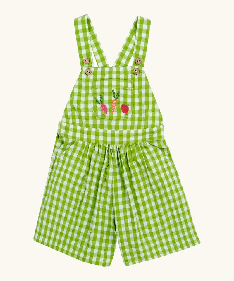 Frugi Cassie Culotte Dungarees - Macaw Gingham / Veg 1