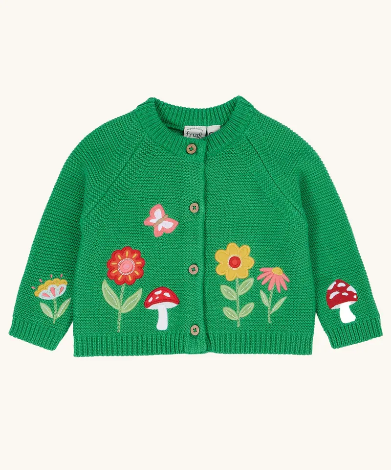 Frugi Colby Cardigan - Clover / Flowers 1
