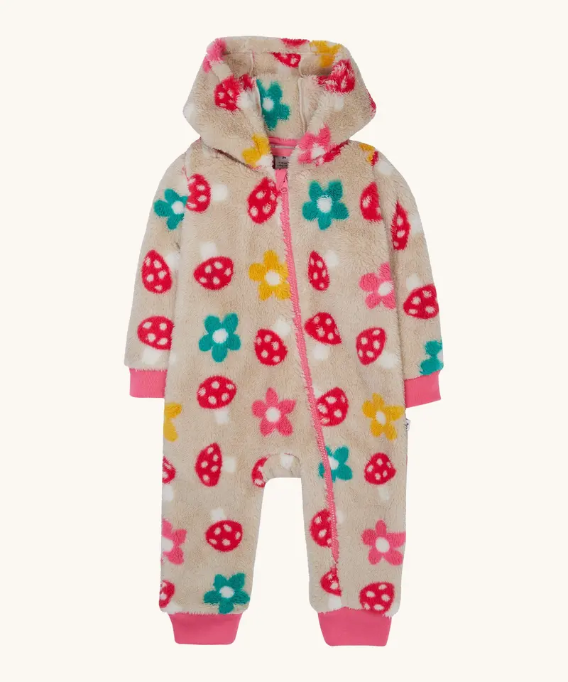Frugi Cosy Ted Snuggle Suit - Mushroom Field 1