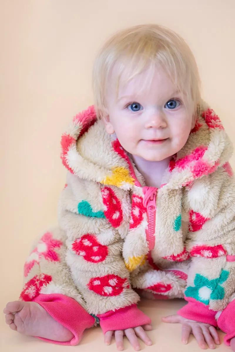 Frugi Cosy Ted Snuggle Suit - Mushroom Field 5
