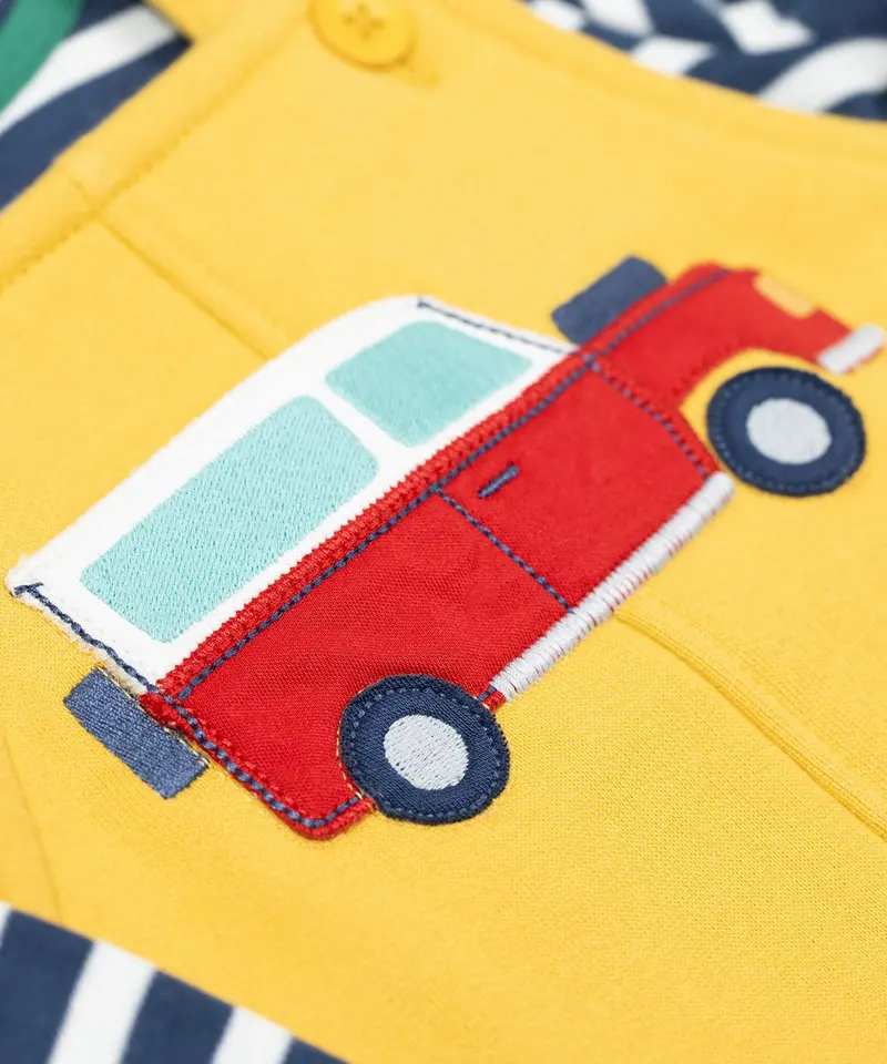 Frugi Coverack Dungaree Outfit - Bumblebee / Car 2