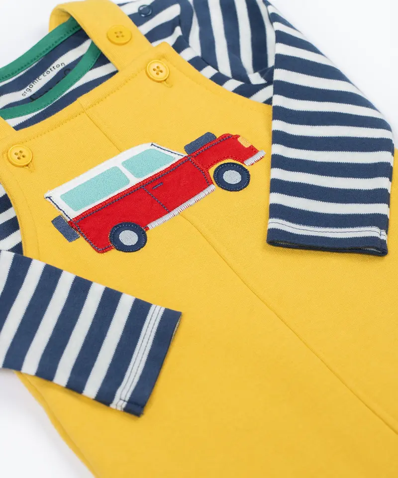 Frugi Coverack Dungaree Outfit - Bumblebee / Car 3