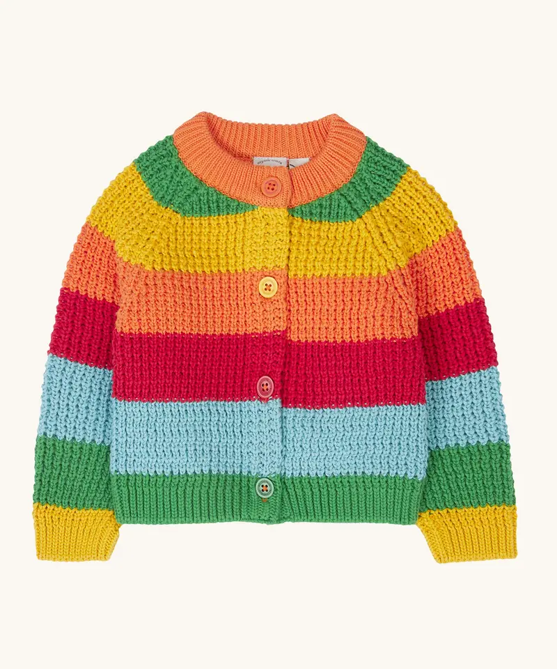 Frugi Cuddly Cardigan - Rainbow Stripe 1