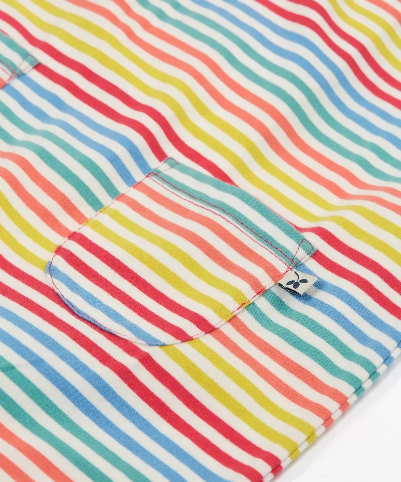Frugi Dory Playsuit - Cornflower Rainbow Stripe 2