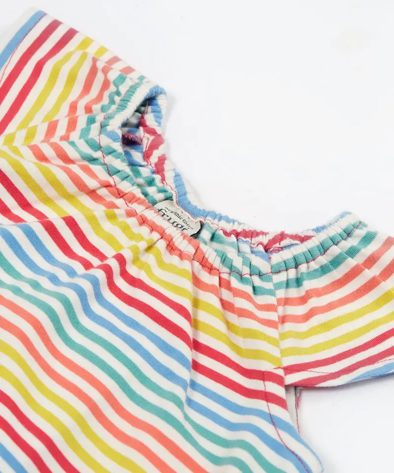 Frugi Dory Playsuit - Cornflower Rainbow Stripe 3