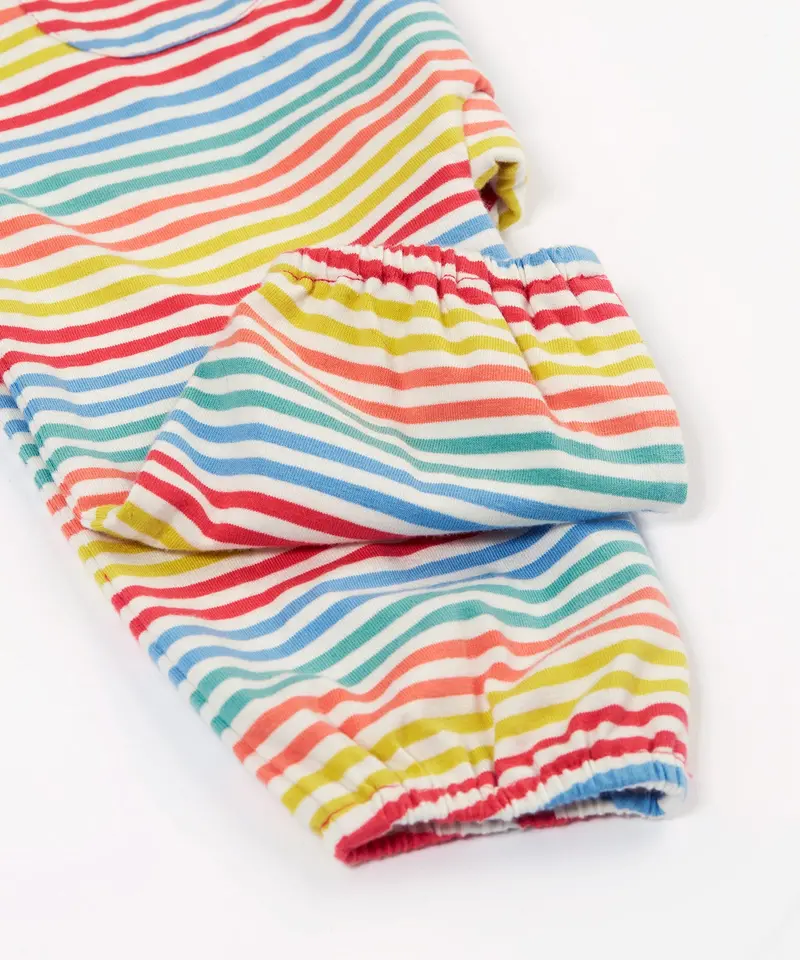 Frugi Dory Playsuit - Cornflower Rainbow Stripe 4