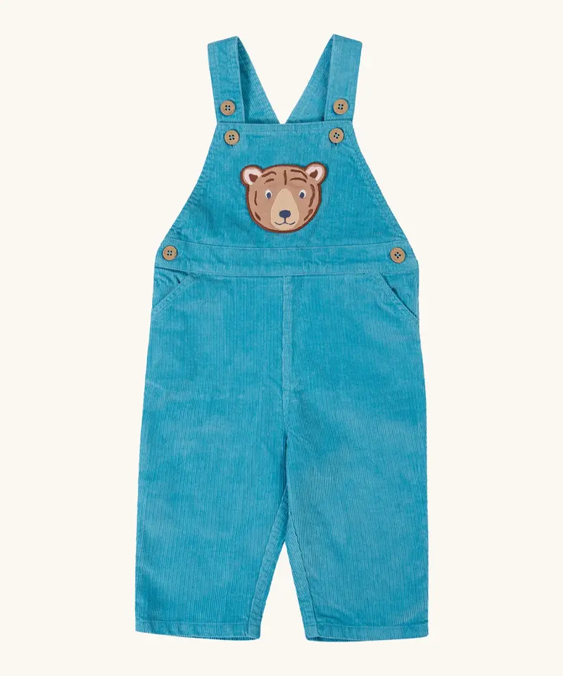 Frugi Durgan Cord Dungarees - Boat Blue / Bear 1