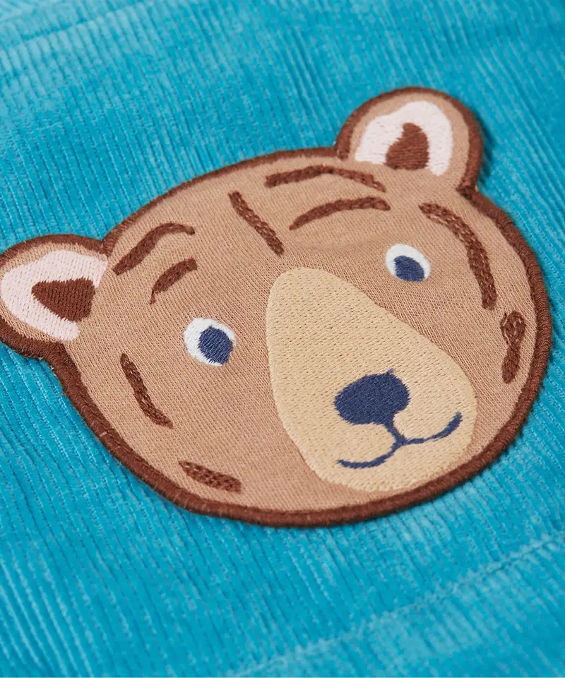 Frugi Durgan Cord Dungarees - Boat Blue / Bear 4