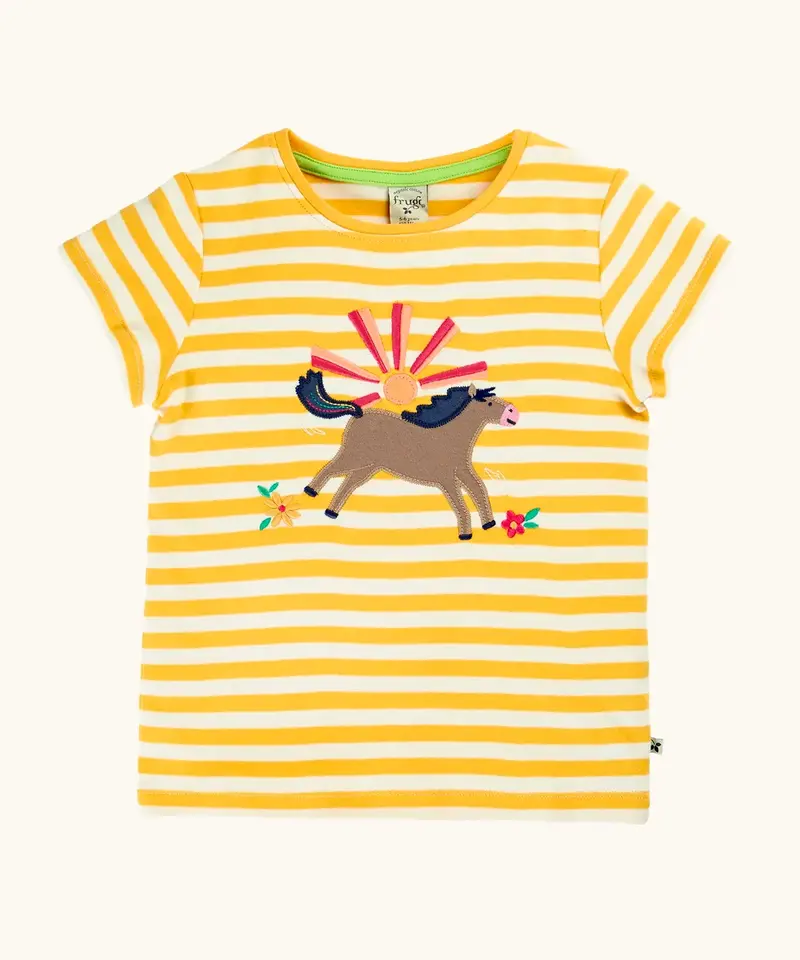 Frugi Elise Applique T-Shirt - Stripe / Horse 1