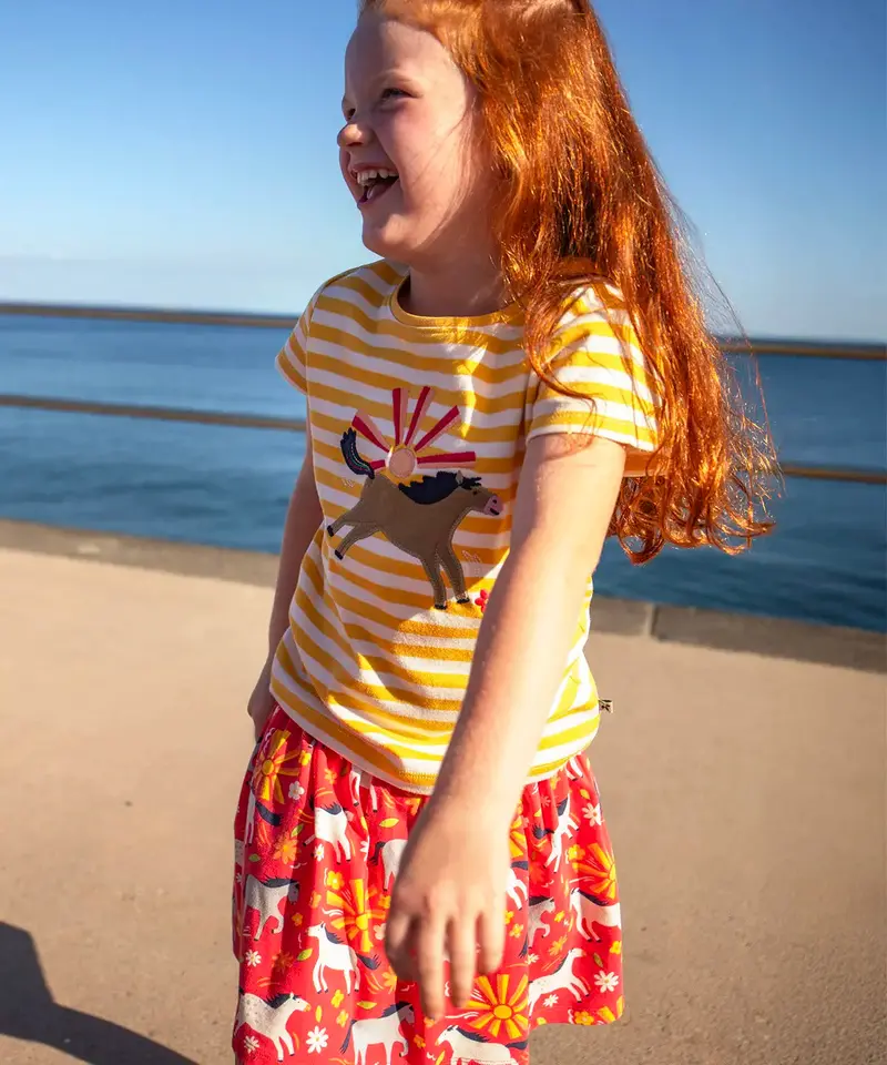 Frugi Elise Applique T-Shirt - Stripe / Horse 2