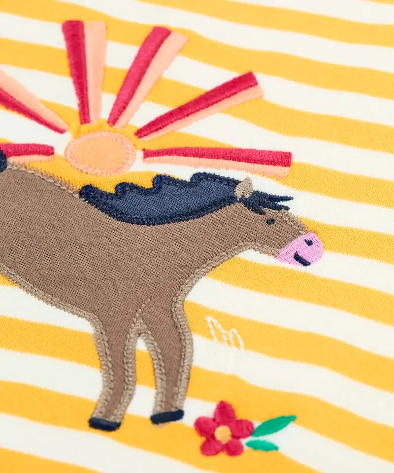 Frugi Elise Applique T-Shirt - Stripe / Horse 4