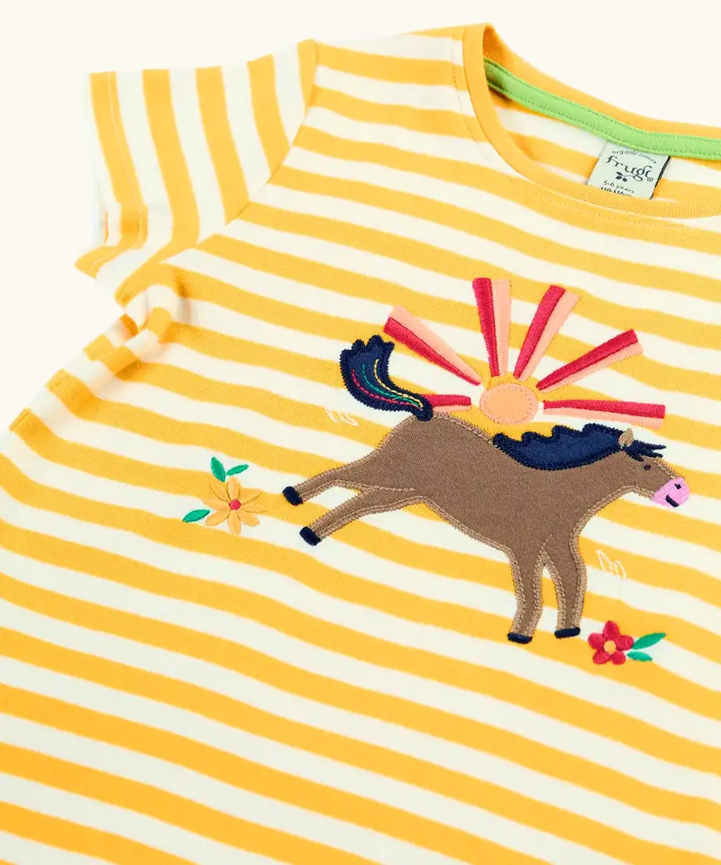 Frugi Elise Applique T-Shirt - Stripe / Horse 5