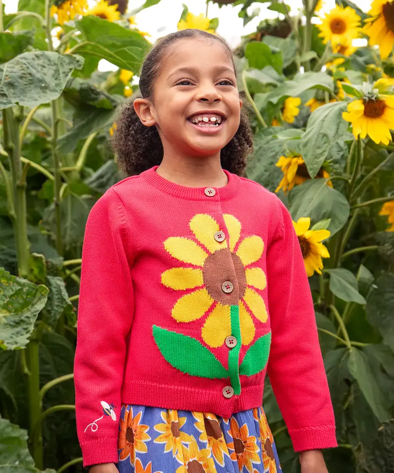 Frugi Ella Cardigan - Rhubarb / Sunflower 2