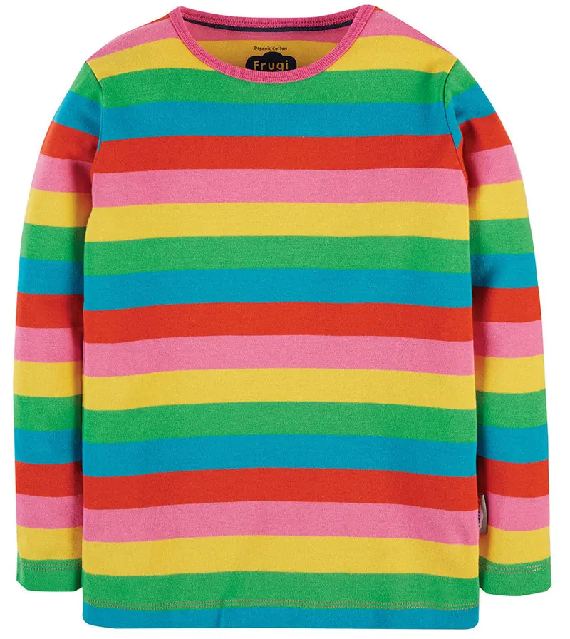 Frugi Favourite Ls Tee - Foxglove Rainbow Stripe 1