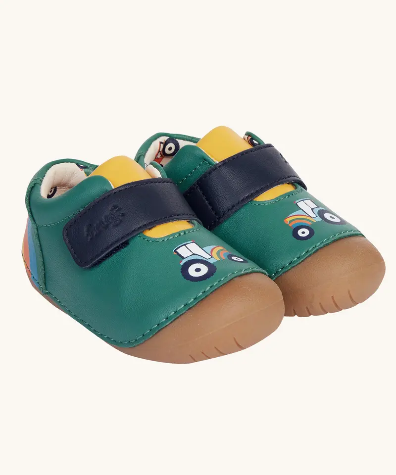 Frugi Fjord First Walker Shoes - Green / Tractor 1