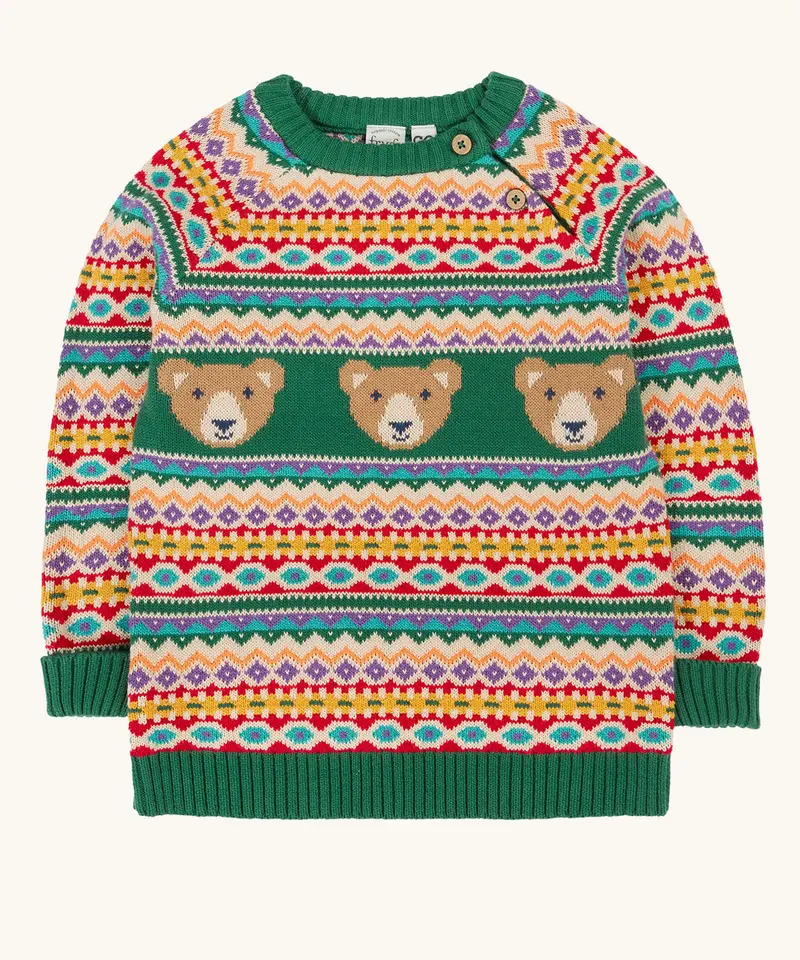Frugi Fowey Fair Isle Knitted Jumper - Bear 1