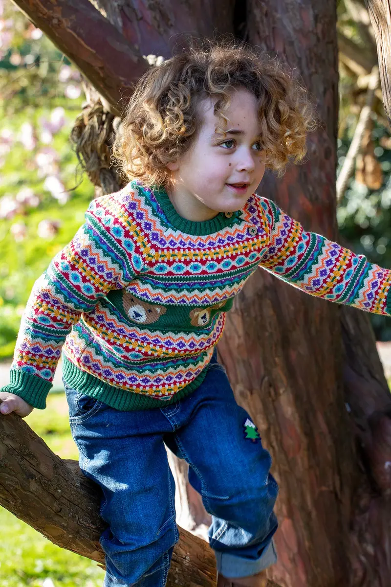 Frugi Fowey Fair Isle Knitted Jumper - Bear 2