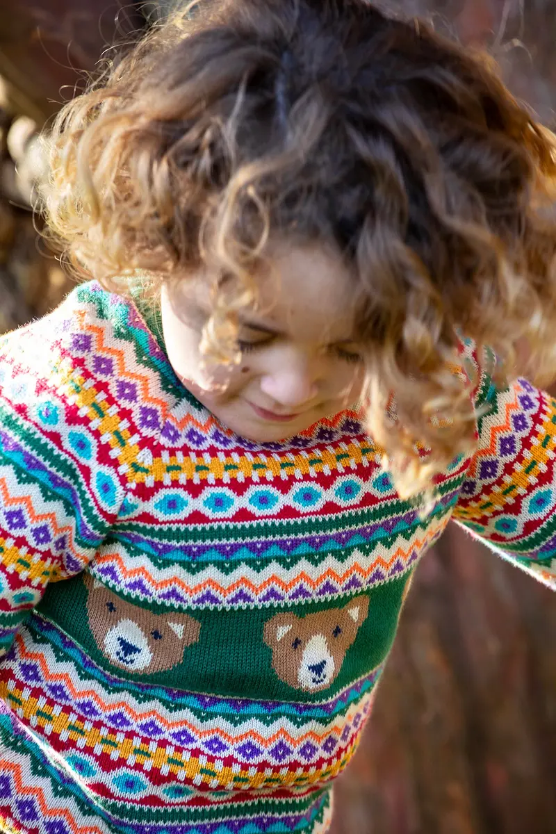 Frugi Fowey Fair Isle Knitted Jumper - Bear 3