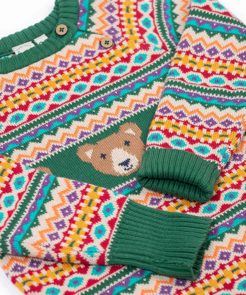 Frugi Fowey Fair Isle Knitted Jumper - Bear 9