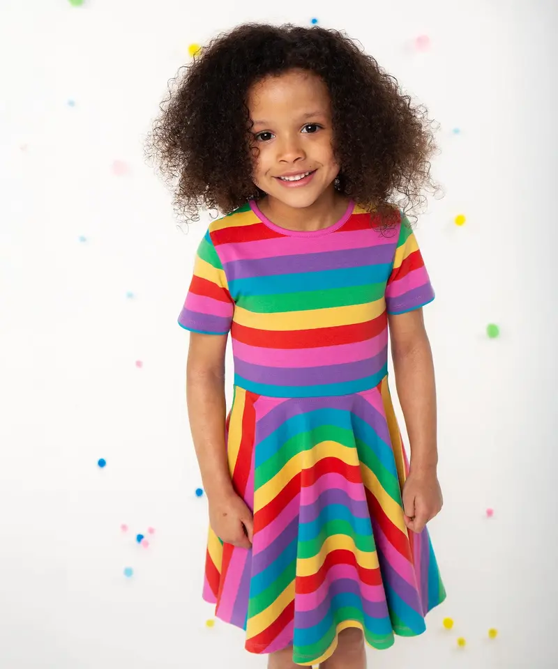 Frugi Foxglove Rainbow Sofia Skater Dress 6
