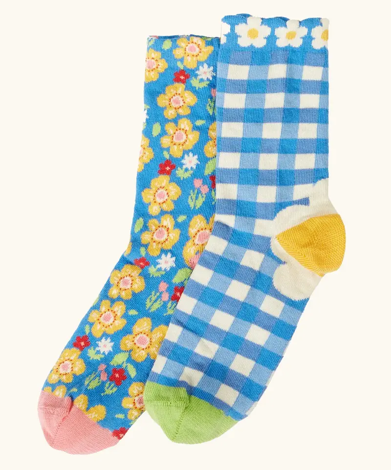 Frugi Frill Socks 2 Pack - Picnic 1