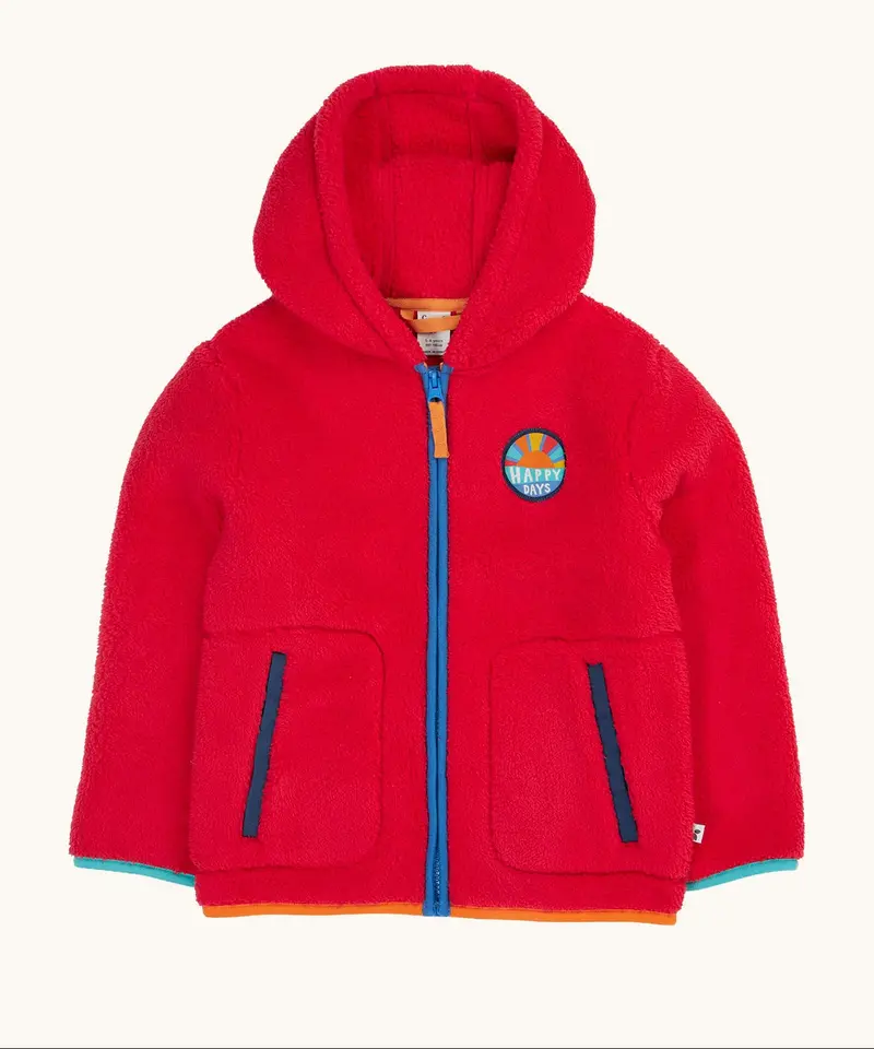 Frugi Glen Ted Fleece Jacket - Red / Happy 1