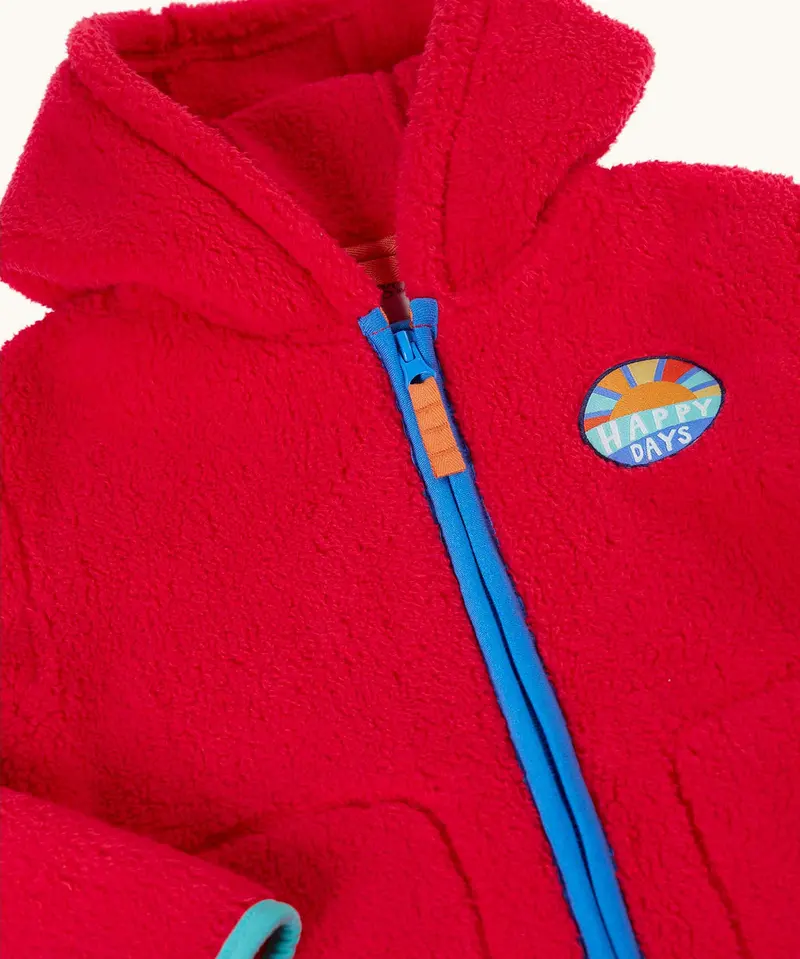 Frugi Glen Ted Fleece Jacket - Red / Happy 3