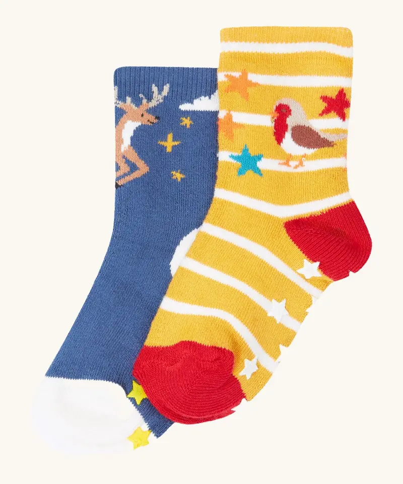 Frugi Grippy Socks 2 Pack - Festive Pals 1
