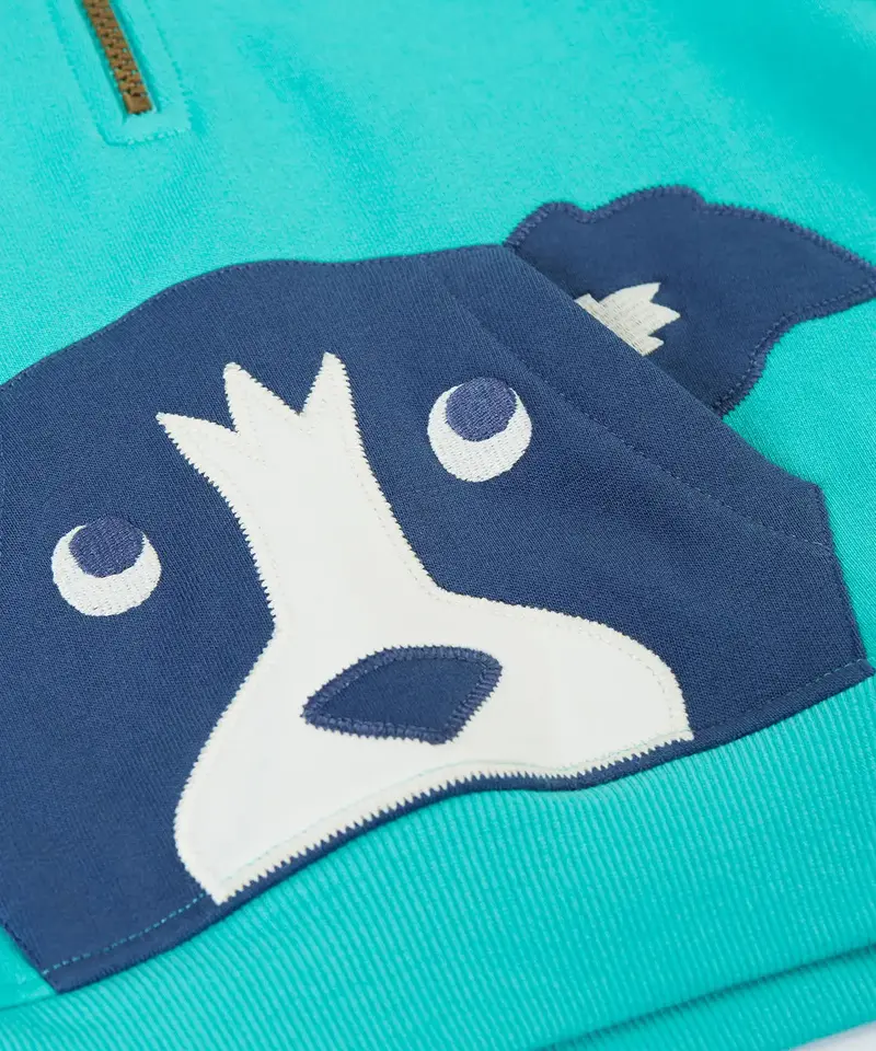 Frugi Hadley Half Zip Hoodie - Dog 2