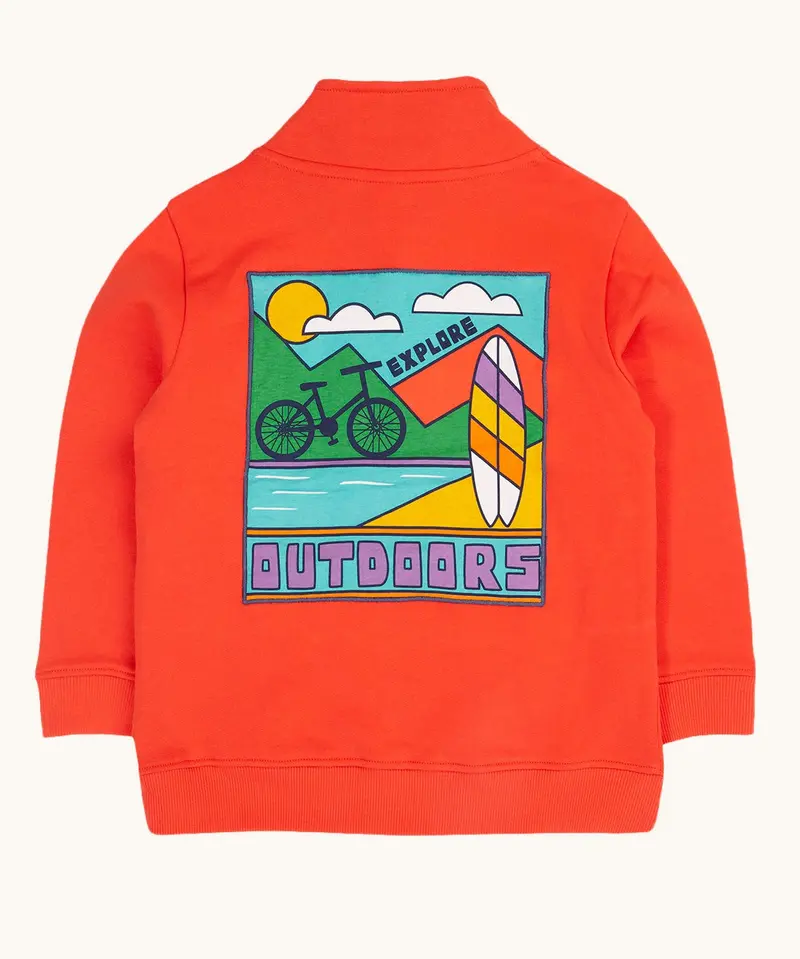 Frugi Handy Half Zip Sweatshirt - Papaya / Outdoors 1
