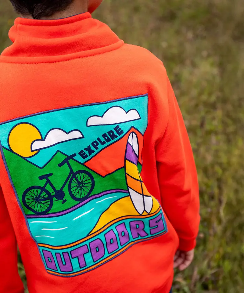 Frugi Handy Half Zip Sweatshirt - Papaya / Outdoors 3