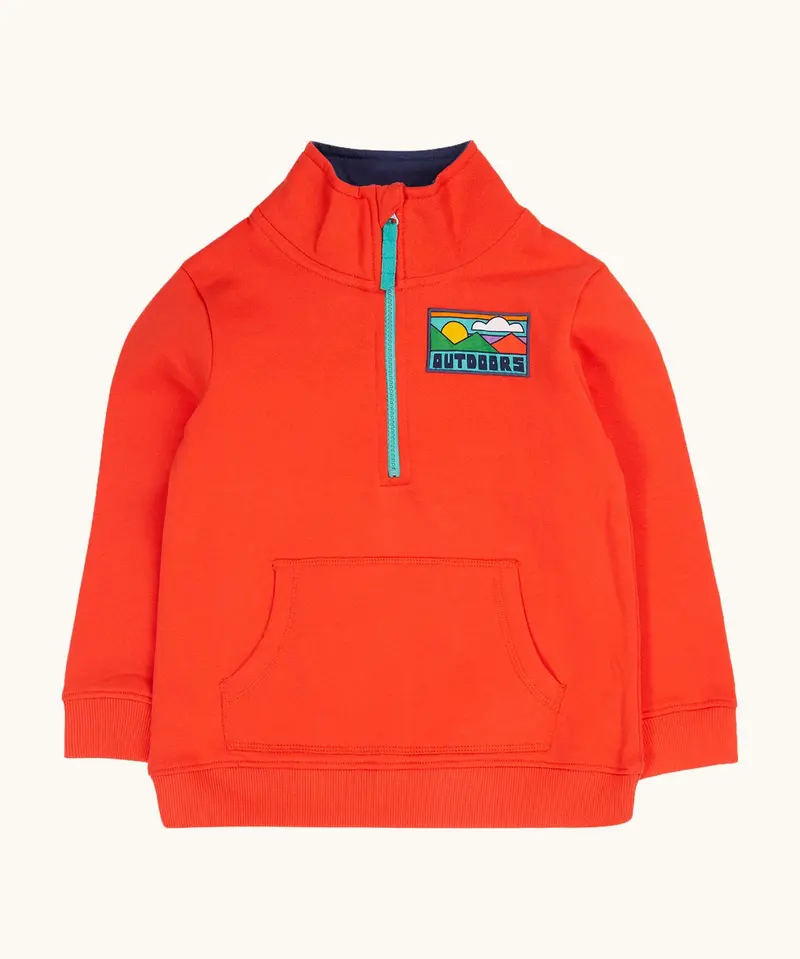 Frugi Handy Half Zip Sweatshirt - Papaya / Outdoors 4
