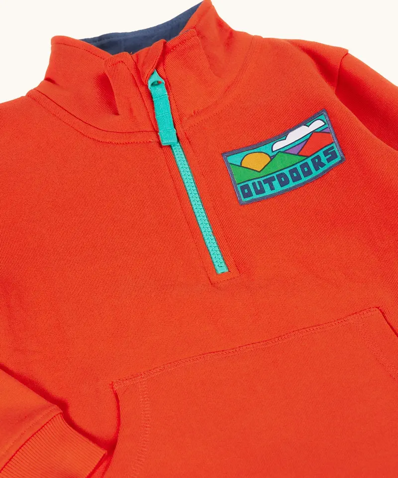 Frugi Handy Half Zip Sweatshirt - Papaya / Outdoors 5