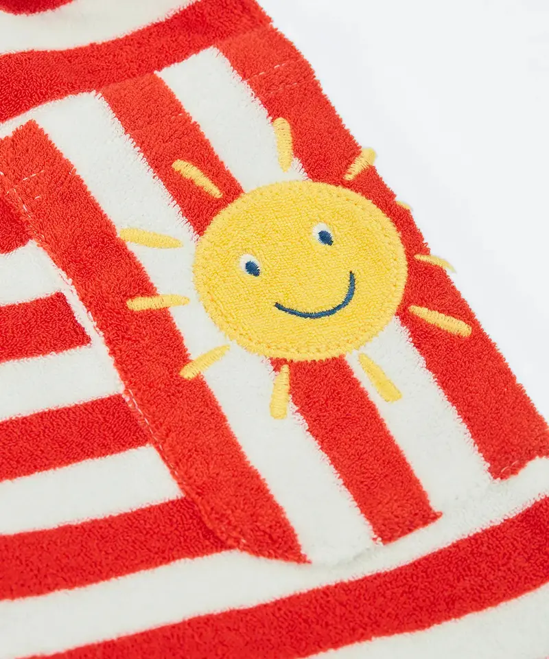 Frugi Harlyn Towelling Playsuit - Papaya Stripe 3