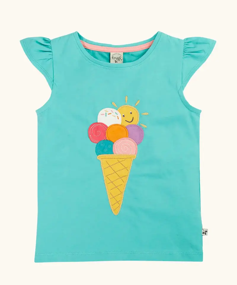 Frugi Harmony Circular T-Shirt - Pacific Aqua / Ice Cream 1