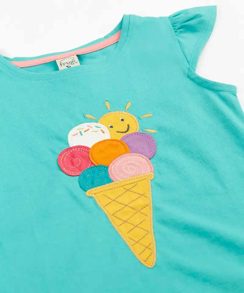 Frugi Harmony Circular T-Shirt - Pacific Aqua / Ice Cream 2