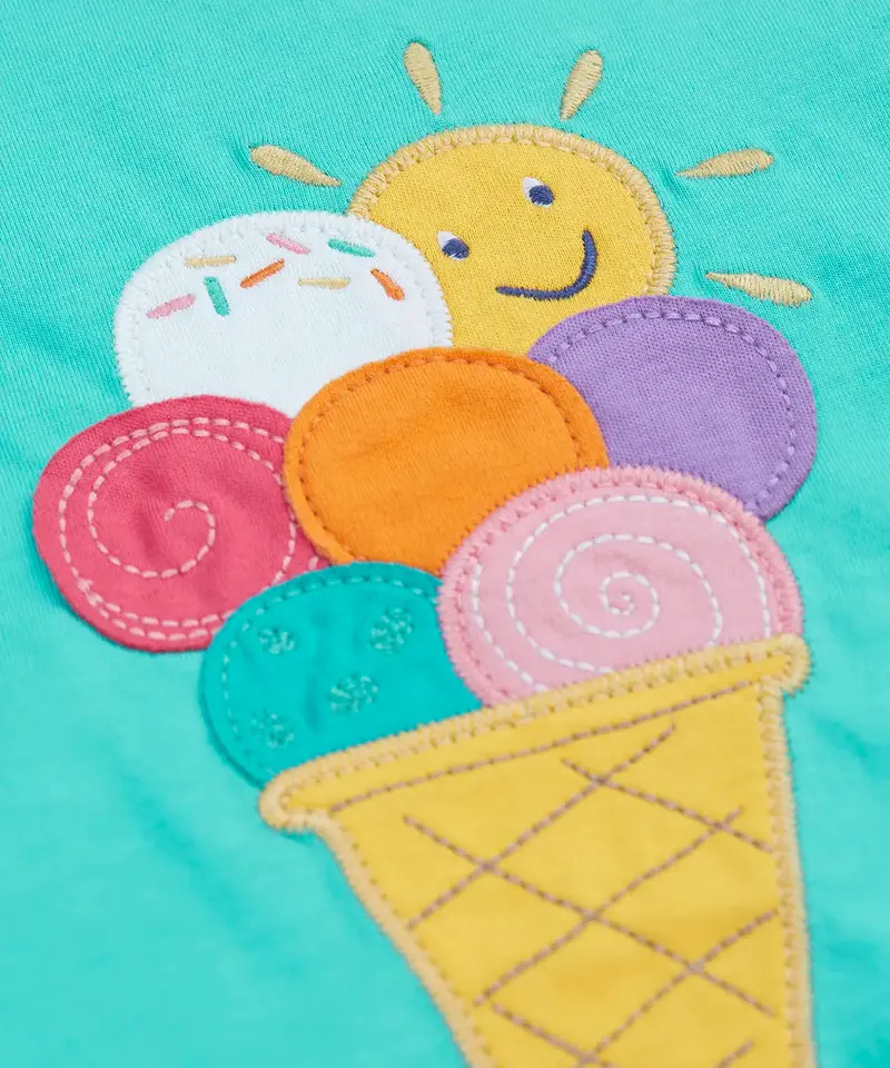 Frugi Harmony Circular T-Shirt - Pacific Aqua / Ice Cream 3