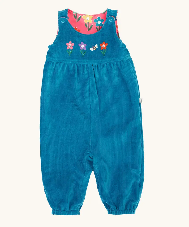 Frugi Helen Reversible Dungarees - Blue / Fun Flowers 4