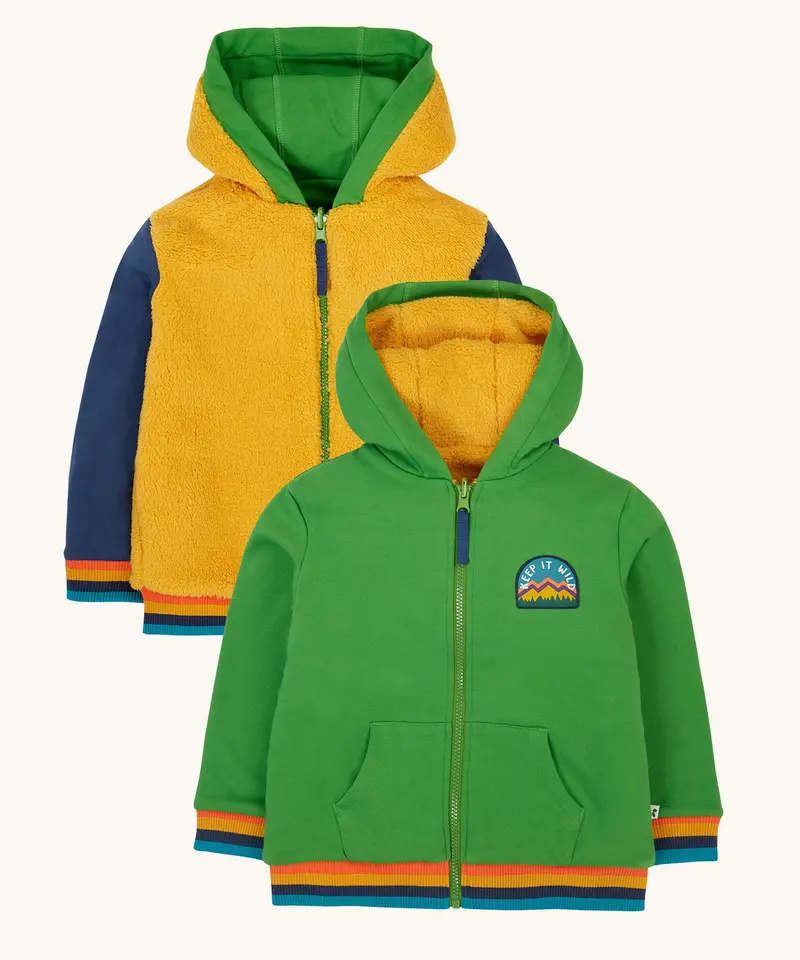 Frugi Helston Reversible Hoodie - Palm / Gold 1