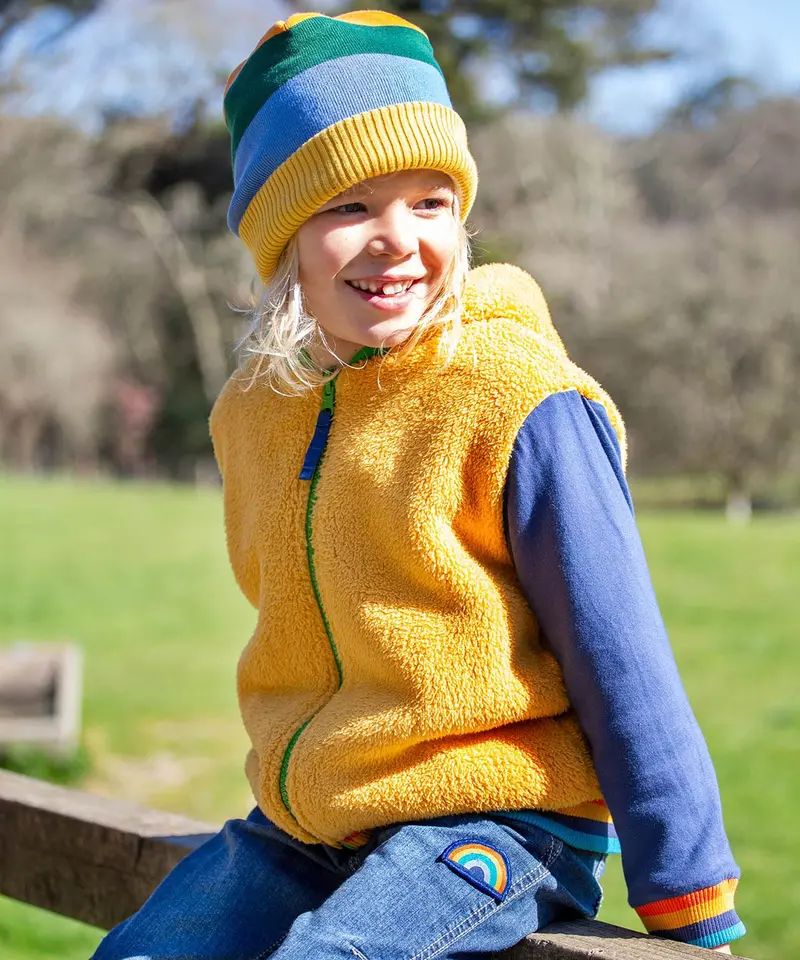 Frugi Helston Reversible Hoodie - Palm / Gold 2
