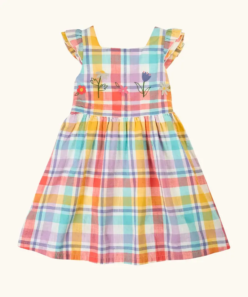 Frugi Hyacinth Dress - Springtime Check / Flowers 1