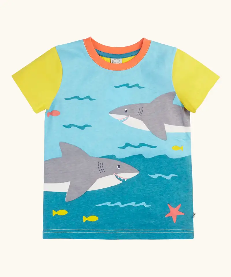 Frugi Iori Printed T-Shirt - Hotchpotch / Sharks 1