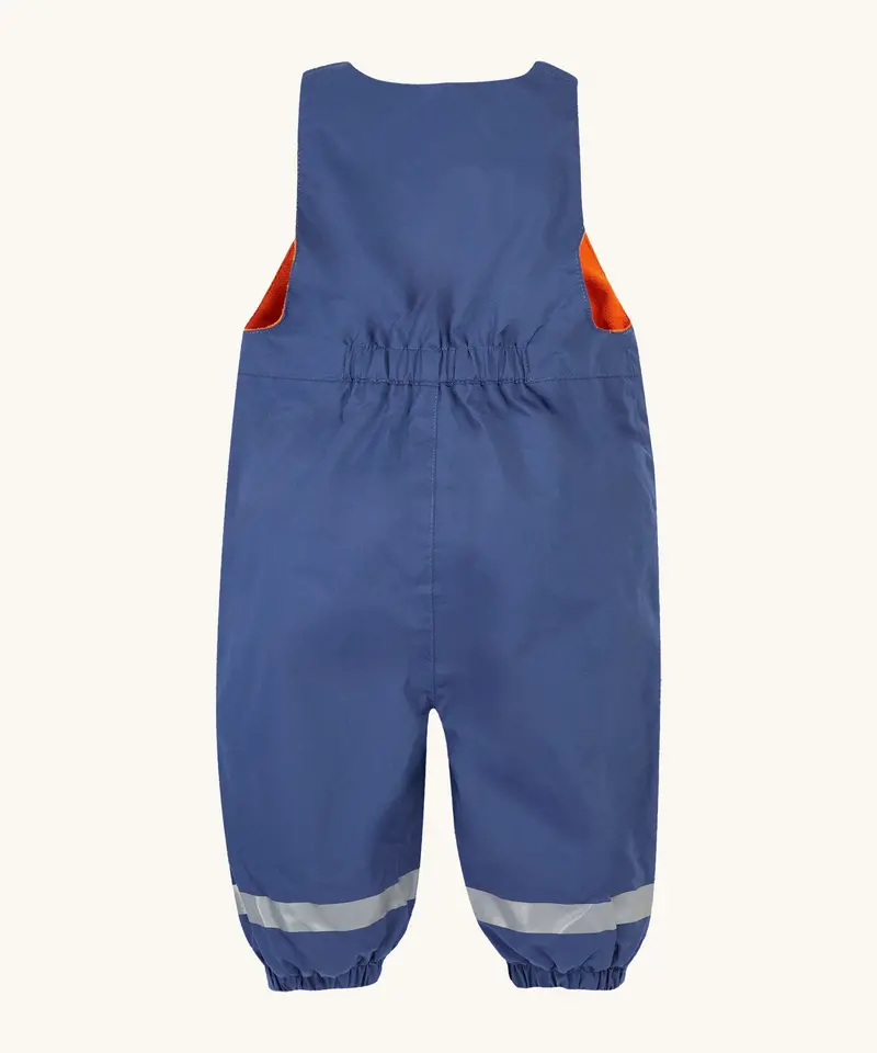 Frugi Little Waterproof Dungarees - Navy Orange 4